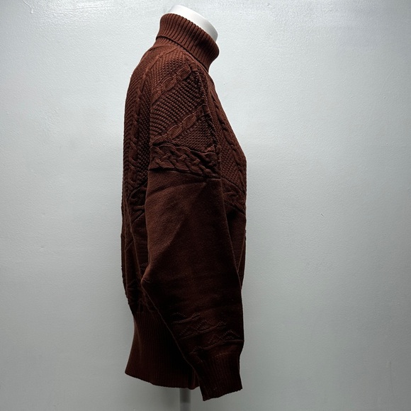 Bogner Turtleneck Sweater Cable Knit Wool Blend Stretch Rust Red Women's Medium - Picture 3 of 9